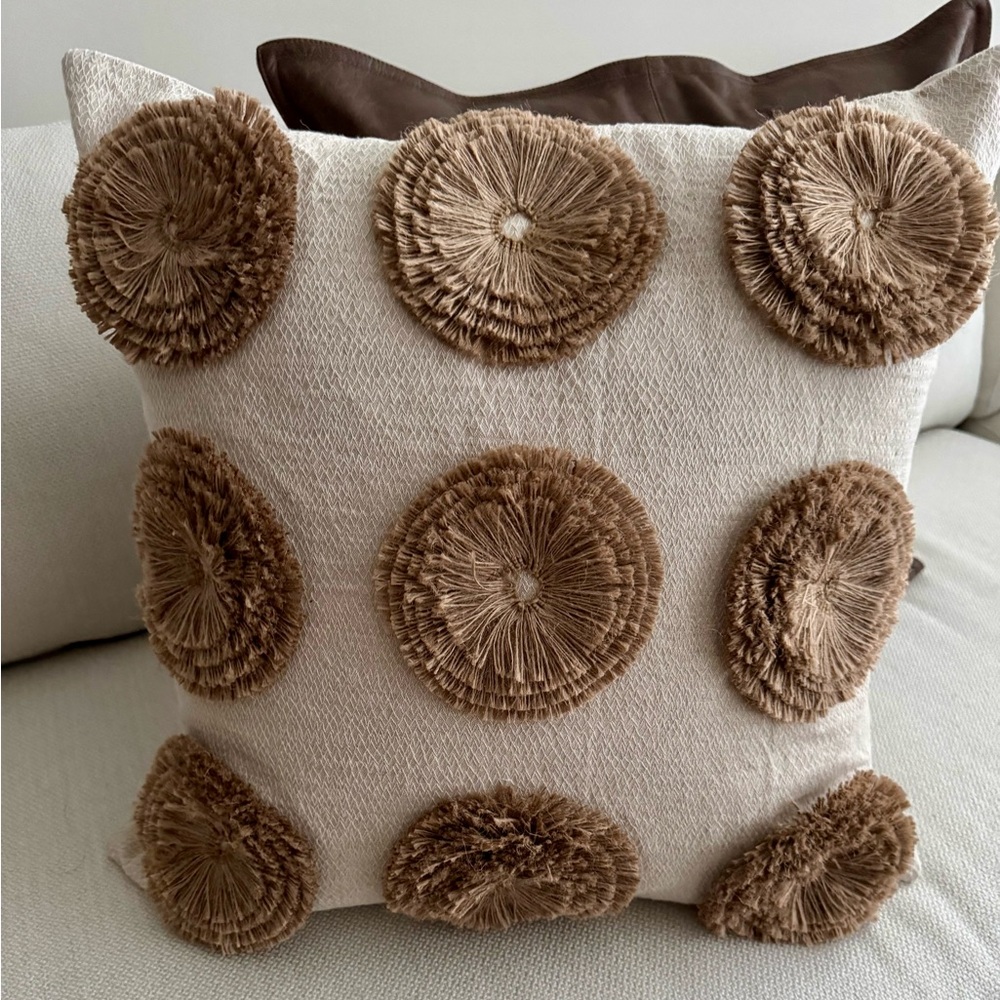 Elegant Cream and Tan Accent Pillow